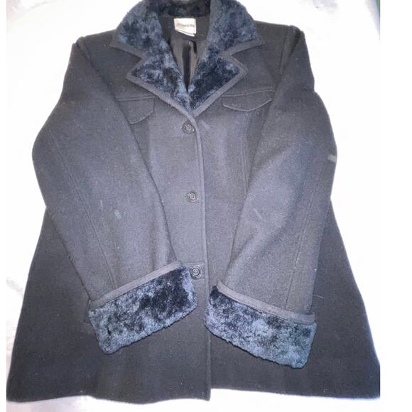 St. John's Bay Wool Coat w/ Faux Fur Trim - Women's Size XL - 100% Wool - Picture 4 of 11